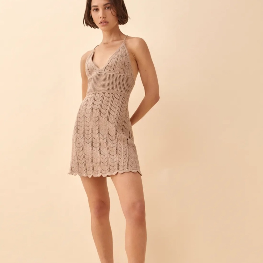 Gorgeous Crotchet Tan Reformation Dress in Perfect Condition